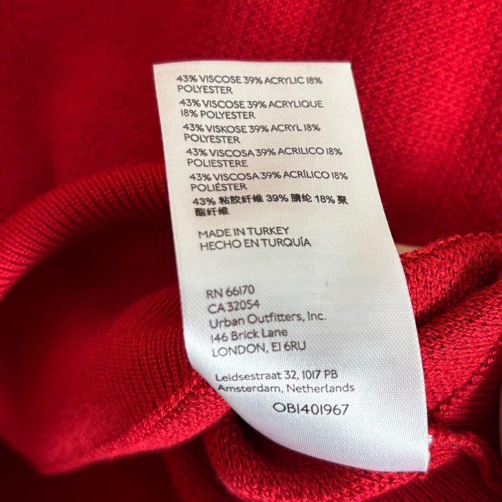 Anthropologie Sweetheart Puff Sleeve Sweater Small Red Balloon Sleeve Pullover - Picture 5 of 6